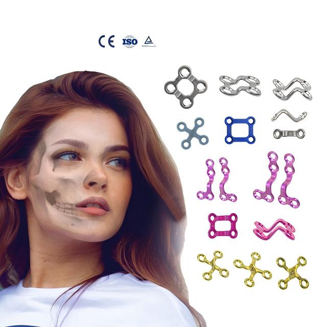 High Quality CE ISO Certified Maxillofacial Plastic Plate Cosmetic Surgery Micro 4-Hole Pre-Bended Implant for Hospital Use