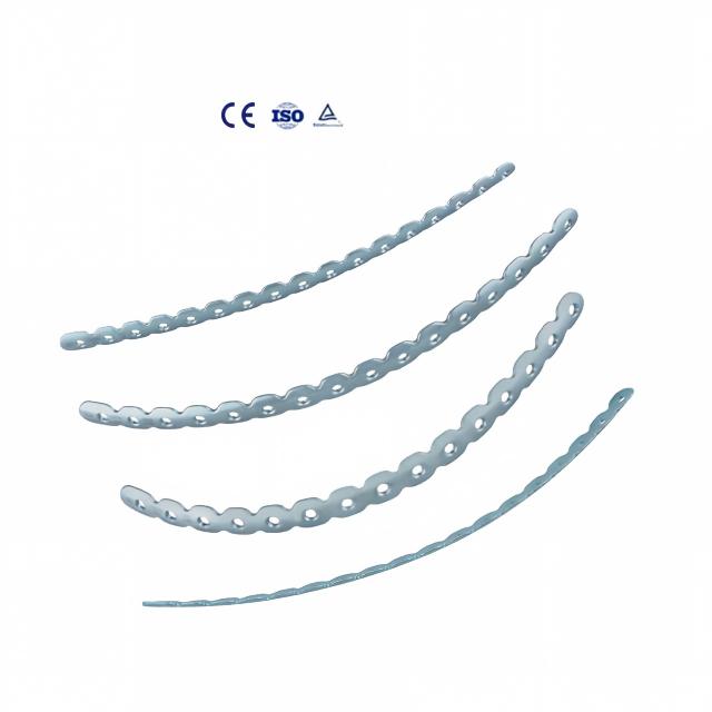 Rib Locking Plate and Screw Trauma Surgery Orthopedic Titanium Preformed Rib Bone Plate Implant Set for Rib Fixation System